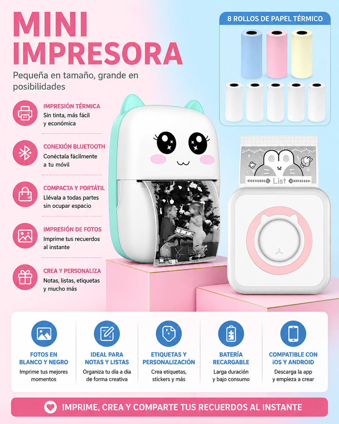 Mini impresora portátil